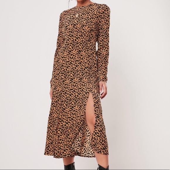 Misguided leopard print split midi - Picture 2 of 3